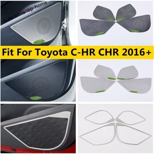 Stainless Steel Car Door Audio Loudspeaker Panel Speaker Frame Decoration Cover Trim Accessories For Toyota C-HR CHR 2016 - 2021