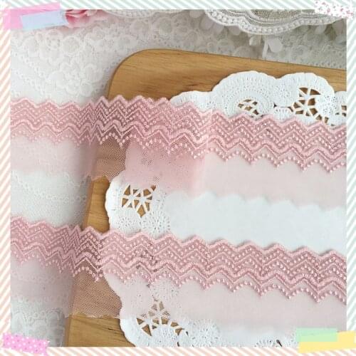 3Yards 4cm Soft Mesh Pink Polyester Fabric Venise Baby Lace Trim Embroidery Sewing Crafts Doll Material Lace Edge