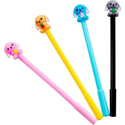 30pcs/lot Cute Pens Small Milk Dog Animal Cartoon Gel Pen 0.5 Black Student Ink Gel Pen Kawaii Stationery Gel Pens For School