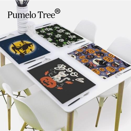 42*32cm Halloween Party Placemat Horror Spider Pumpkin Horror Skull Halloween Props Party Supplies Kids Gift Festival Decoration