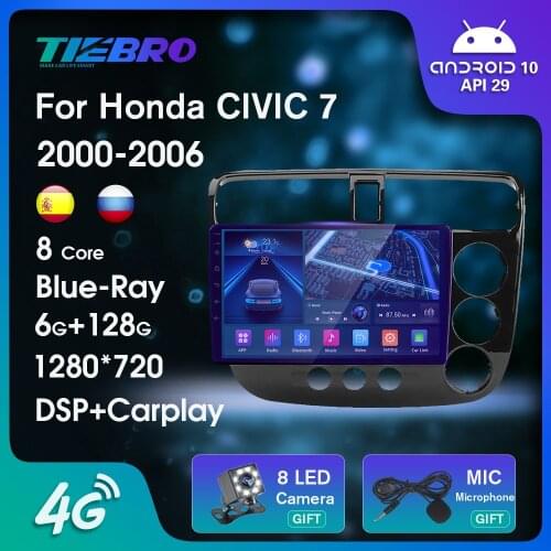 IPS Blue-ray Car Radio For Honda Civic 7 2000-2006 GPS Navigation 2DIN Android10 Car Multimedia Player DSP 2din Auto Radio IGO