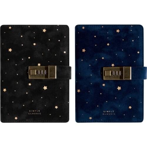 B6 Suede Travel Notebook w/ Combination Lock Password Star Agenda Diary Journal M17F
