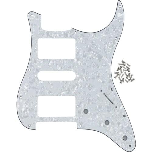 White Pearl 4Ply Electric Guitar Pickguard HSH 11 Holes & Screws fit FD ST Standard Replacement