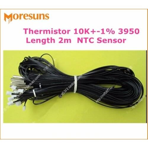 Fast Free Ship 50pcs/lot NTC Thermistor 10K+-1% 3950 L=2M with NTC nickel plated copper shell 5*25mm NTC temperature sensor