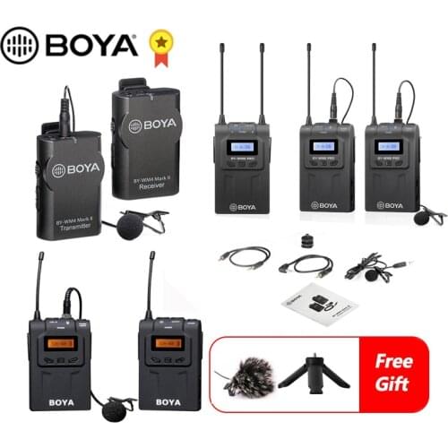 BOYA BY-WM8 Pro UHF Wireless Microphone System Omni-directional Lavalier Microphone for DV DSLR Camera Smartphone