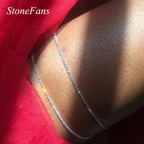 Stonefans Bling Rhinestone Thigh Leg Chain Jewelry Body Chain for Women Simple Crystal Harness Leg Jewellery Christmas Gift