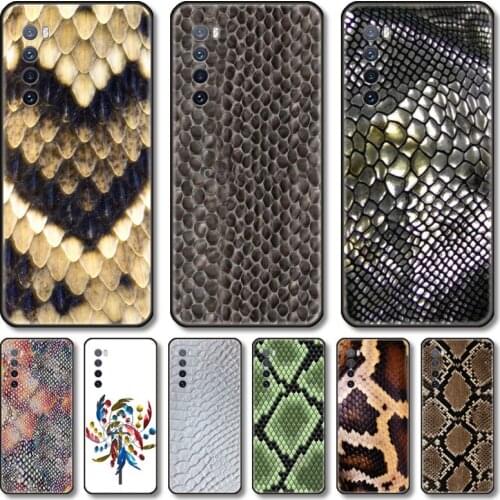 Snake skin Phone Case For Huawei Nova 2 3 4 5 6 7 8 SE i E Pro Lite black cell shell