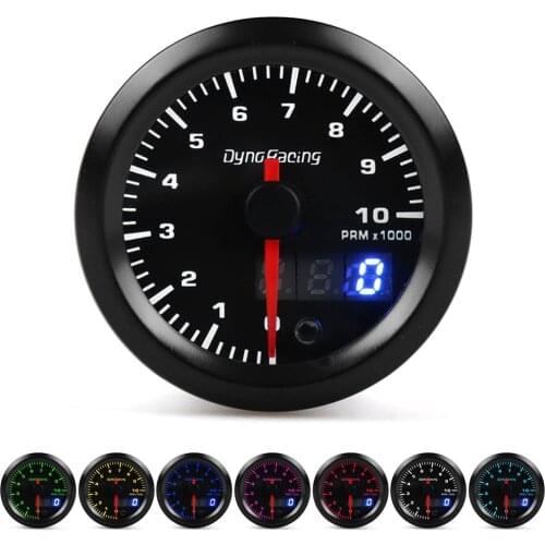Dynoracing Dual Display 52MM 7 Colors Tachometer 0-10000 Rpm gauge with stepper motor Rpm meter