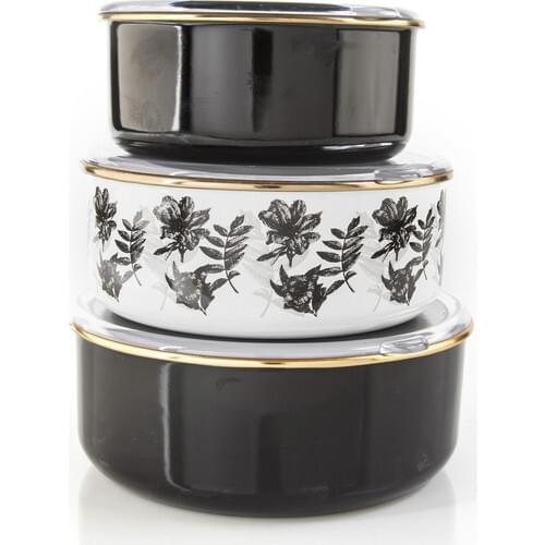 Mama Camilla 3'lü Set Vacuum Lid Enamel Storage Bowl