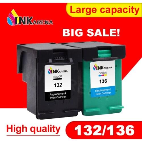 INKARENA 132 136 XL Refilled Ink Cartridge For HP 132 136 Officejet 6213 5443 D4163 Photosmart 2573 C3183 1513 PCS1513 Printer