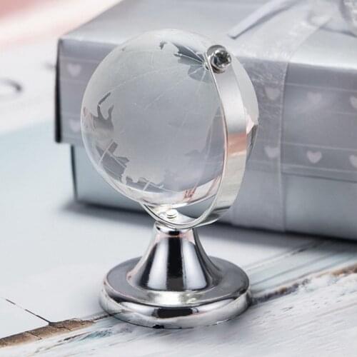 【KATEROSE】Choice Clear Crystal Globe with Silver Base Wedding Crystal Paperweight Favors Baby Birthday Keepsake