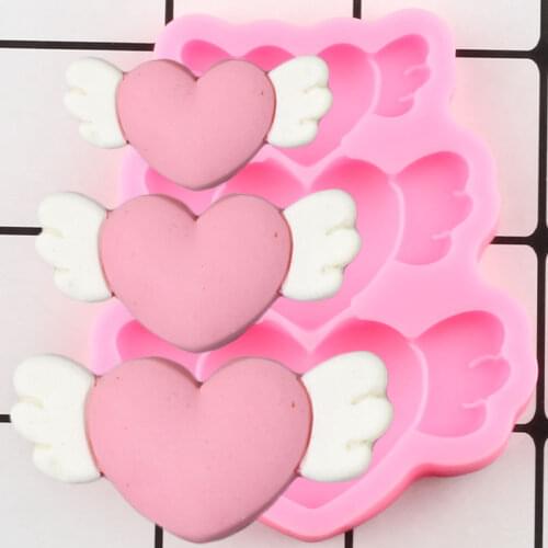 Angel Wings Silicone Mold Heart Shape Fondant Molds Cupcake Topper Wedding Cake Decorating Tools Candy Chocolate Gumpaste Moulds