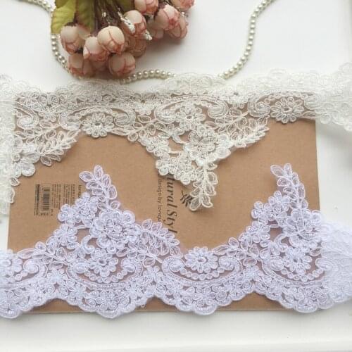 LASUI 0437 NEW 14.5 cm 3 yards Bright white DIY wedding dress Evening dress veil Sewing TOP Cord flower embroidered lace trim