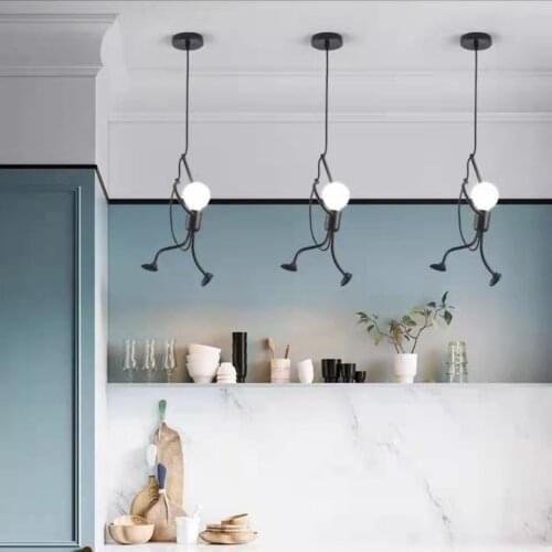 Retro Iron Swing Figure Pendant Lights Metal Hanging Lamp Cafe Restaurant Ceiling Light Hanging Pendant Lamps Home Decor