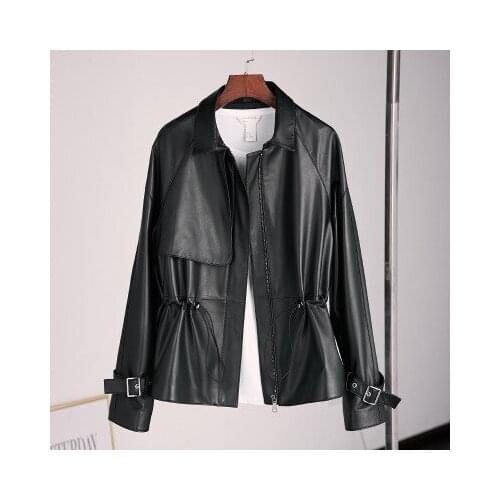 2020 Women Spring Genuine Real Sheep Leather Jacket R17