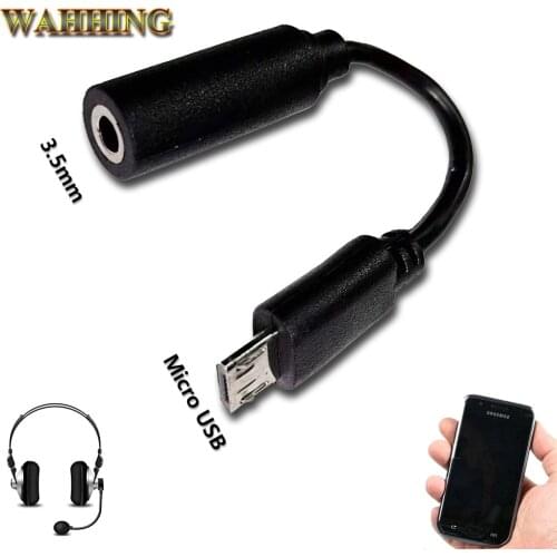 Micro USB to 3.5mm Jack Headphone Earphone Cable Adapter Socket 3.5mm Audio Cable Black 50cm HY1318