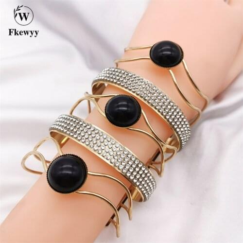 Fkewyy Fashion Bracelets For Women Gothic Luxury Jewelry Black Gem Snake Bracelet Charm Geometry Jewellery Punk Accessories