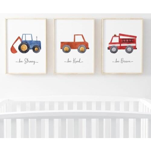 Nordic Style Wall Art Poster Hd Printing Modular Picture Toy Car Cartoon Canvas Painting Childrens Room Bedroom Home Decoration