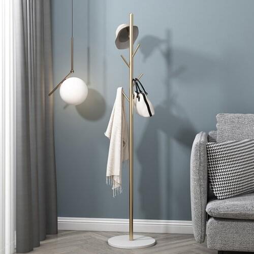 Marble and iron clothes and hats stand floor simple clothes bedroom household storage simple modern clothes hanging shelf