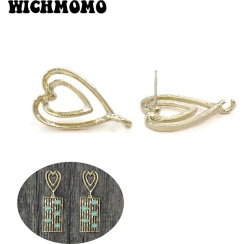 2020 New 25mm 10pieces High Quality Zinc Alloy Double Hearts Earring Base Connectors for DIY Earring Making Jewelry Accessories
