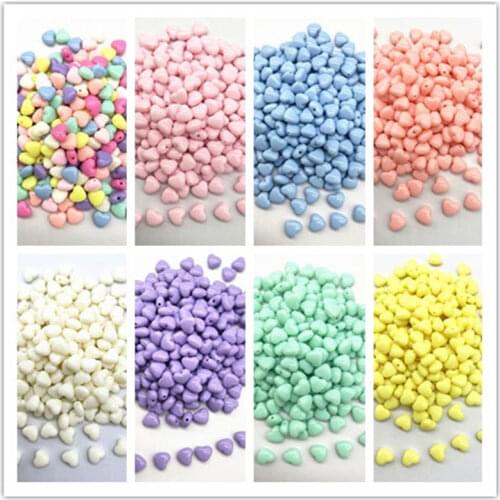 New 10mm 12mm 14mm Candies Colourful Heart Shape Acrylic Loose Spacer Beads for Jewelry Making DIY Accessories