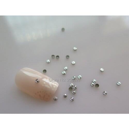NS-09 30pcs Nail Decoration High Quality 2mm Silver Round Metal Stud Nail Art Decoration