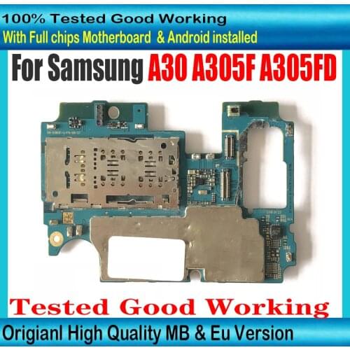 100% Original Mainboard For Samsung Galaxy A30 A305FD Motherboard with chips Logic Board Tested Good MB With Android System