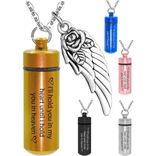 Cremation Urn Necklace I Will Hold You in My Heart Until I Hold You in Heaven Engraved Keepsake Urn Jewelry For Memorial Pendant