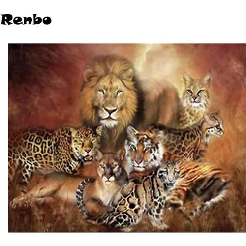 Full Square Diamond 5D DIY Diamond Painting Tiger/Lion/Leopard 3D Embroidery Cross Stitch Rhinestone Mosaic Painting Decor Gift