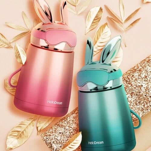 4 color Cute Rabbit Shape PortableThermos Stainless Steel Insulated Water Bottle Vacuum Cup Double Wall Sport Travel Coffee Cup