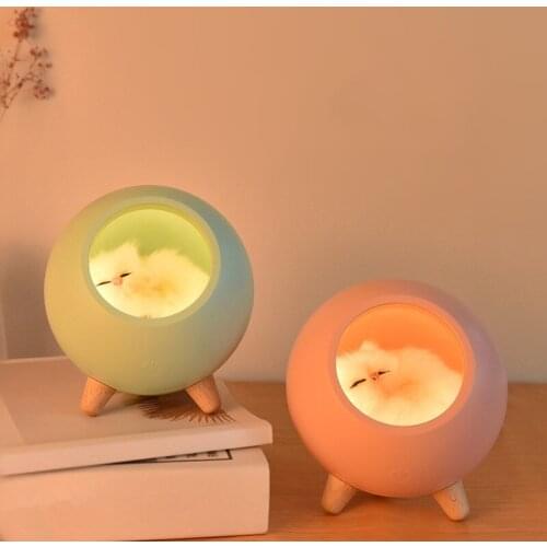 Bedside Table Portable Rechargeable Lamp Cute Pet Table LED Night Light for Bedroom Living Room