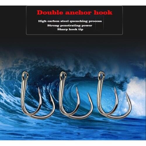 Two Anchor Hook Jigs Salmon For Fishing Saltwater Octopus Offset Carp Accessories Bait Bearking Surfcasting High Carbon Steel
