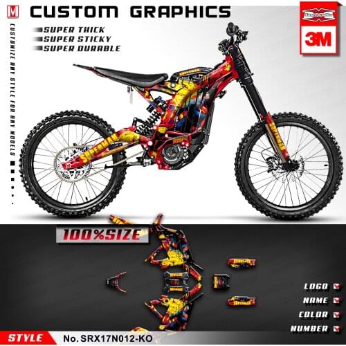 KUNGFU GRAPHICS Vinyl Wraps Waterproof Stickers Kit for Sur-Ron Light Bee X/S Electric Bike (Style no. SRX17N012-KO), Red Yellow