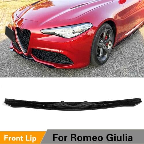 Carbon Fiber Front Lip Chin Protector Bumper Apron Splitters for Alfa Romeo Giulia Quadrifoglio Base Sedan 4-Door 2015 - 2018