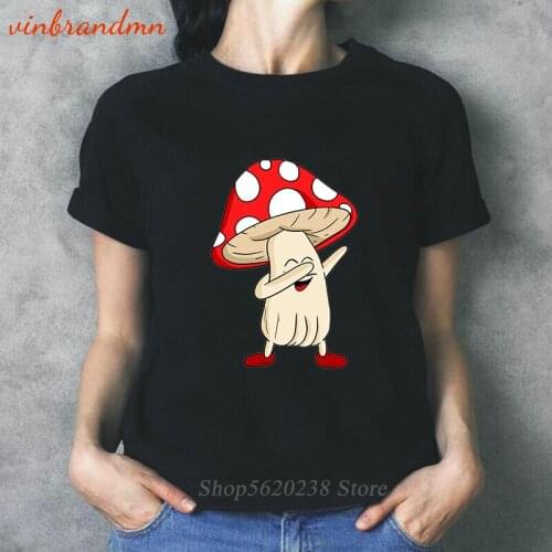Funny Ladies Tee Shirts Dabbing Mushroom Graphic Female Short Sleeve T Shirt Casual Tee Tops Funny Girls Camiseta Mujer