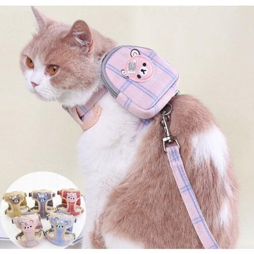 1.2m Animal Cat Bag Harness Detachable Kitten Snack Backpack Leash Dog Collar Pet Vest Walking Breast-band Supplies all in one