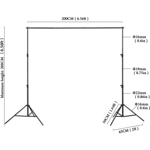 VinylBDS Adjustable Photographic Equipment Black background Frame Manual Quality Wedding Stand Background Stand for Photo Studio