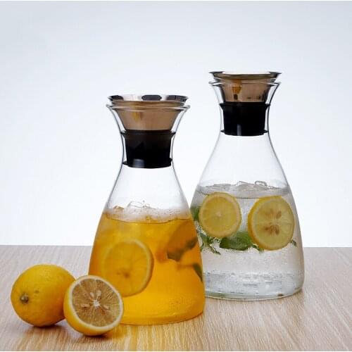 2020 Cooler Heat-resistant Glass Cold Water Bottle Summer Large Capacity Glass Herbal Tea Juice Pot 1700ML Water Bottle Tetera