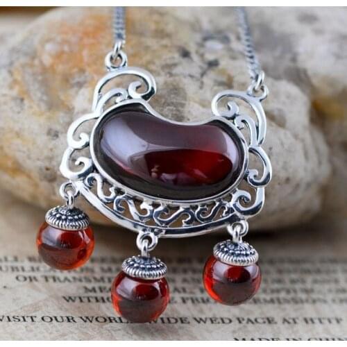 925 sterling silver jewelry long Ji Xiangsuo garnet female models sets of chain