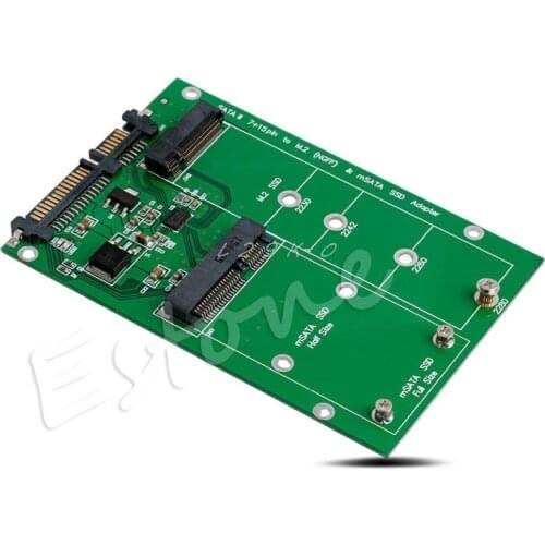 MSATA & M.2 (B-Key Next Generation Form Factor) 2in1 Sized Multiple SSD to SATA 3 III Adapter Converter