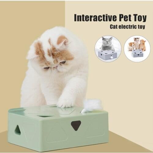 Electric Cat Toy Sqaure Magic Box Smart Teasing Cat Stick Crazy Game Interactive Cats Feather Toys Cat Catching Mouse