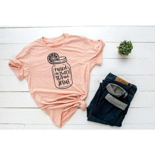 Raised on Sweet Tea and Jesus art T-Shirt grunge Christian graphic aesthetic unisex women Fashion tshirt top tee Drop Shipping