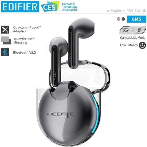 EDIFIER GM5 tws gaming earbuds Qualcomm aptX Bluetooth V5.2 low latency 40h Extended Playback Time true wireless gaming earphone