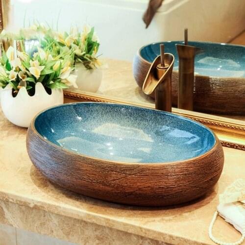 European style luxury ceramic porcelain bathroom wash face basin