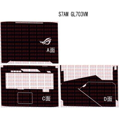 KH Laptop Carbon fiber Crocodile Snake Leather Sticker Skin Cover Guard Protector for ASUS S7AM GL703VM 17.3"