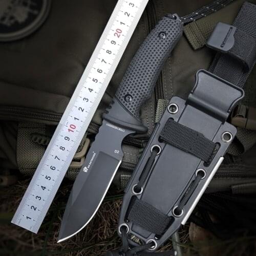 HX OUTDOORS D-171 Explorer Survival Fixed Knife D2 Blade Bushcraft Military Knife Multi Tool Rescue Knives with KYDEX Sheath