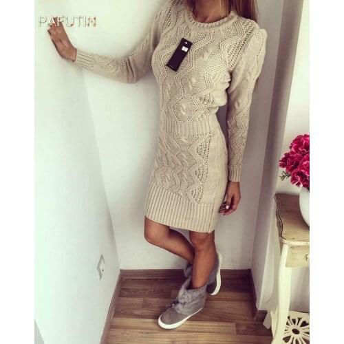 Maxi Dress Winter Dress Sale Knee-length Full Solid Acrylic Empire None Robe 2020 New Women Knit Fashion Hook Flower Female