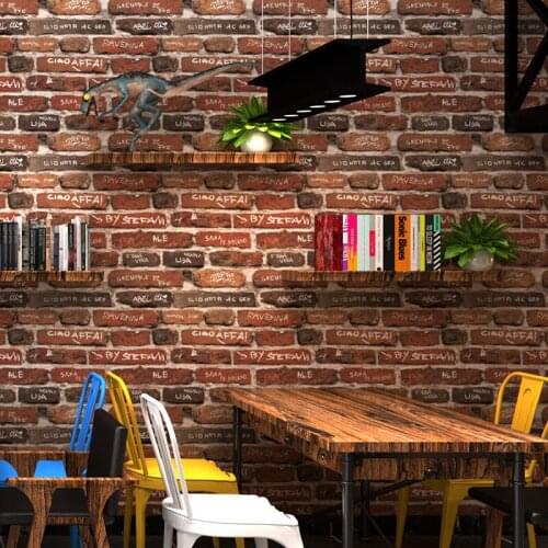 Wall Graffiti Letter Brick Vintage Papers Home Decor Wateroproof Pvc Wallpaper Roll For Bedroom Living Room Papel De Parede