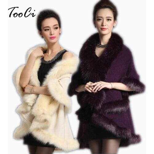 New Fashion Spring Women Faux Fur Coat Black Long Wool Cashmere Cardigan Women Poncho Knitted Sweater Women Cardigan
