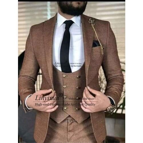 New Arrival Costume Homme Men Suits Wedding Tuxedos Groom Prom Party Slim Fit Business Blzaer 3 Pieces Jacket+Vest+ Pants